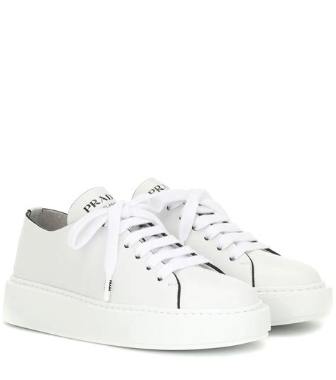 white prada sneaker|Prada leather sneakers women's.